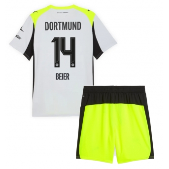 Billige Fotballdrakt Borussia Dortmund Maximilian Beier #14 Replika Bortedraktsett Barn 2025-26 Kortermet (med bukser)